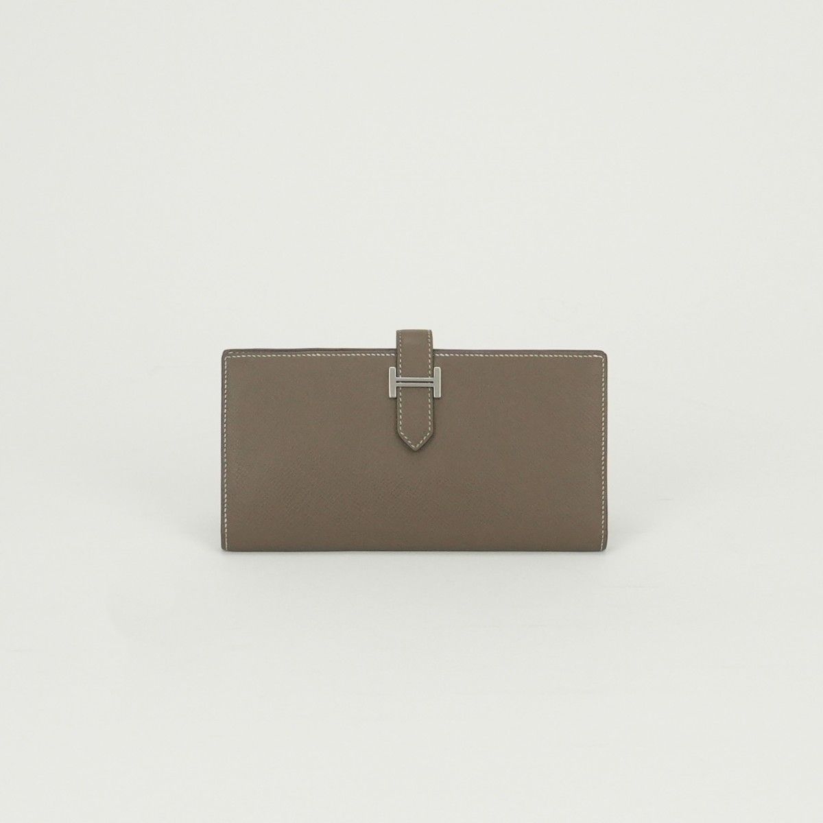 エルメス HERMES ベアンスフレ ベアン スフレ 財布 長財布 ロングウォレット エプソン エトゥープ Etoupe グレー Gray シルバー金具 ヴォーエプソン