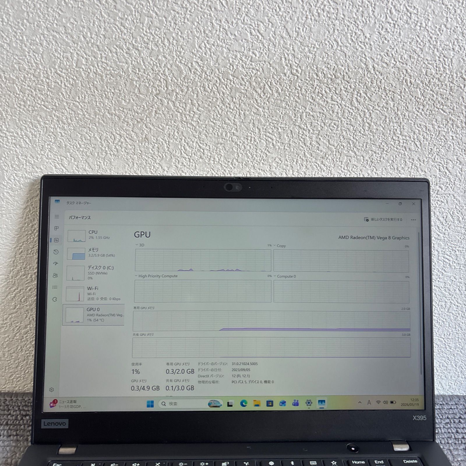 lenovo thinkpad X395 AMD Ryzen 5 PRO 3500U メモリ8GB SSD256GB