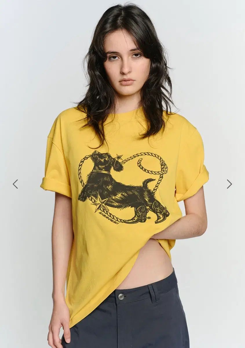 サンバーンプロジェクト ハート ドッグ Tシャツ イエロー