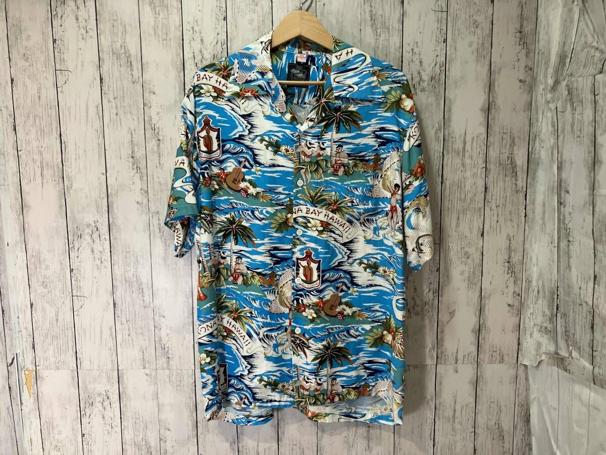 KONA BAY HAWAII アロハシャツ 808-223-3390 サイズM ブルー