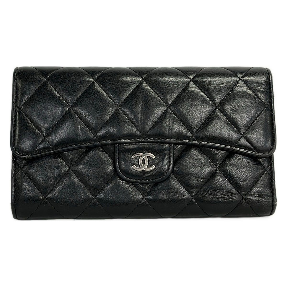 CHANEL(シャネル) 長財布 マトラッセ A31506 黒 シルバー金具 ラムスキン