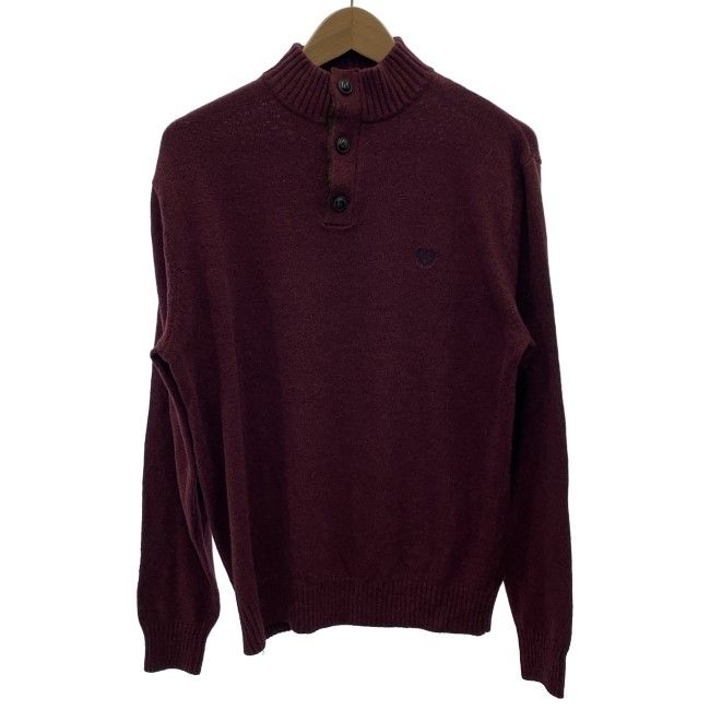 【中古】 CHAPS RALPH LAUREN プルオーバーセーター トップス ハーフボタン 無地 ワンポイント エンブレム 刺しゅう エルボーパッチ ミドルゲージ 古着 /7073