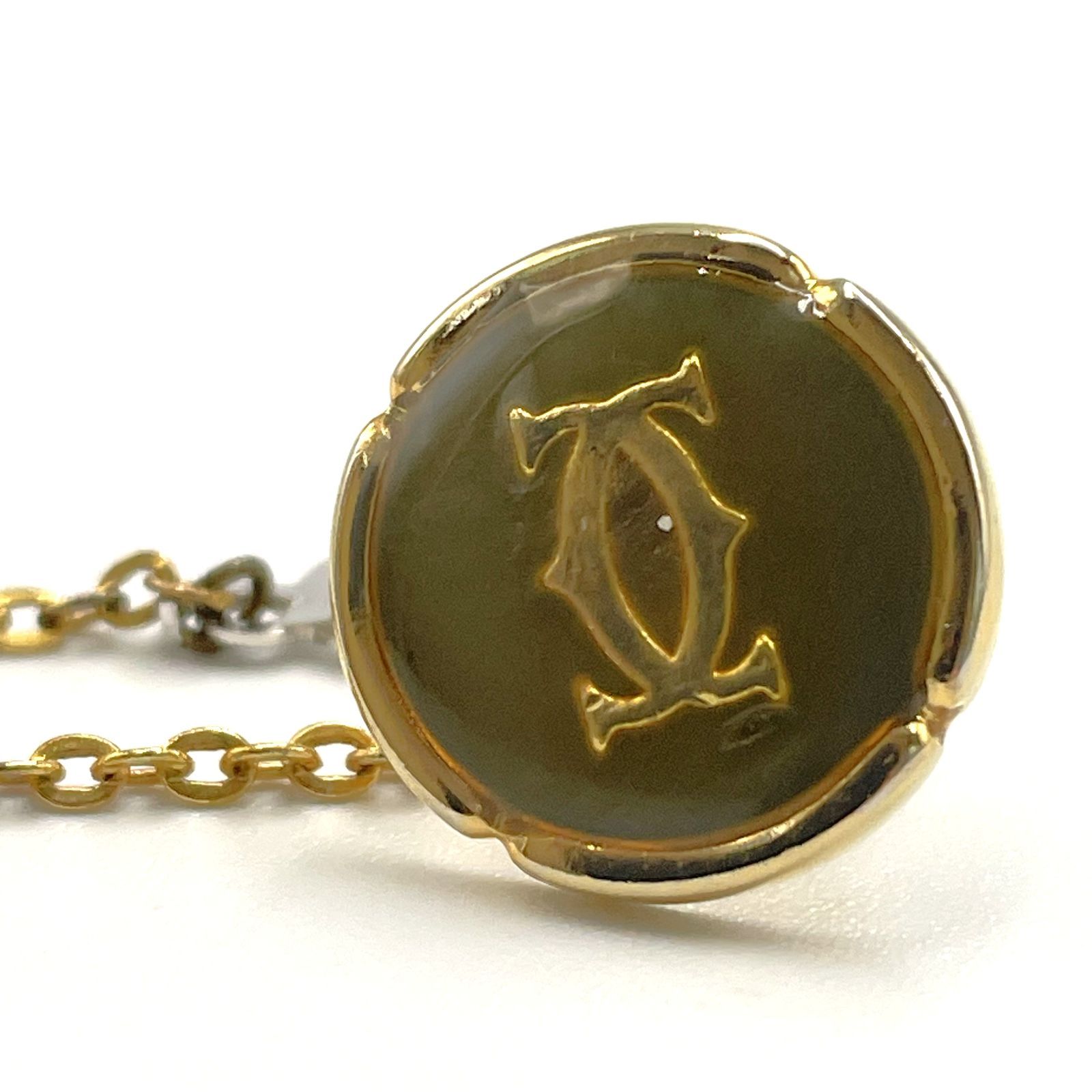 [A rare Cartier tie tack that looks great in the business scene] Cartier Cartier 2C motif tie tack tie pin tie pin gold green business formal suit men's accessories brand accessories our standard authenticity confirmed