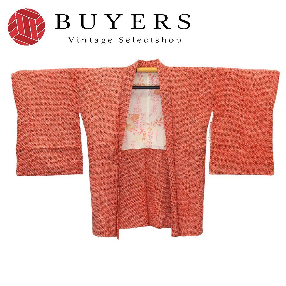 【中古】 羽織 総絞り 正絹 朱色 ピンク 和装 呉服 和服 きもの レディース 女性