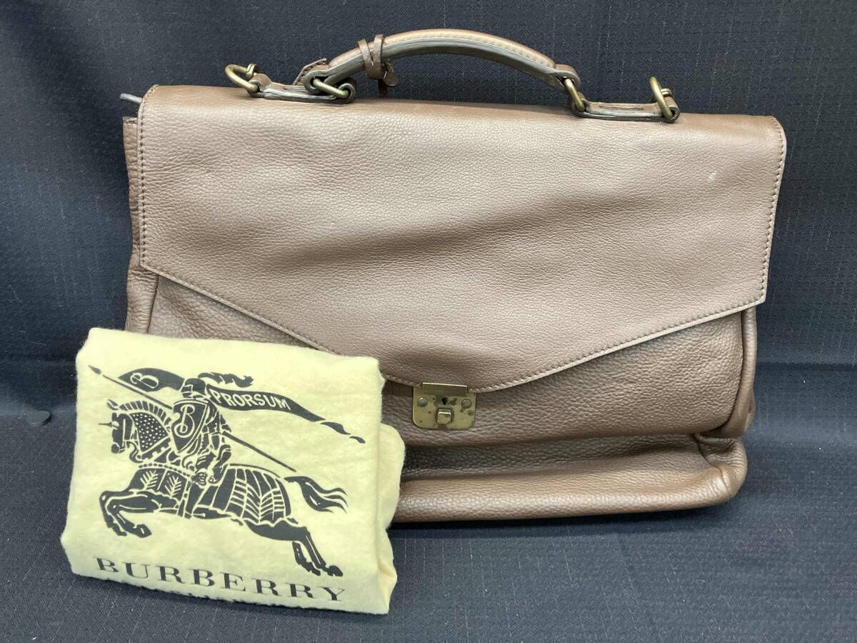 BURBERRY バーバリー ブリーフケース 牛革 2WAY 袋付き ブラウン