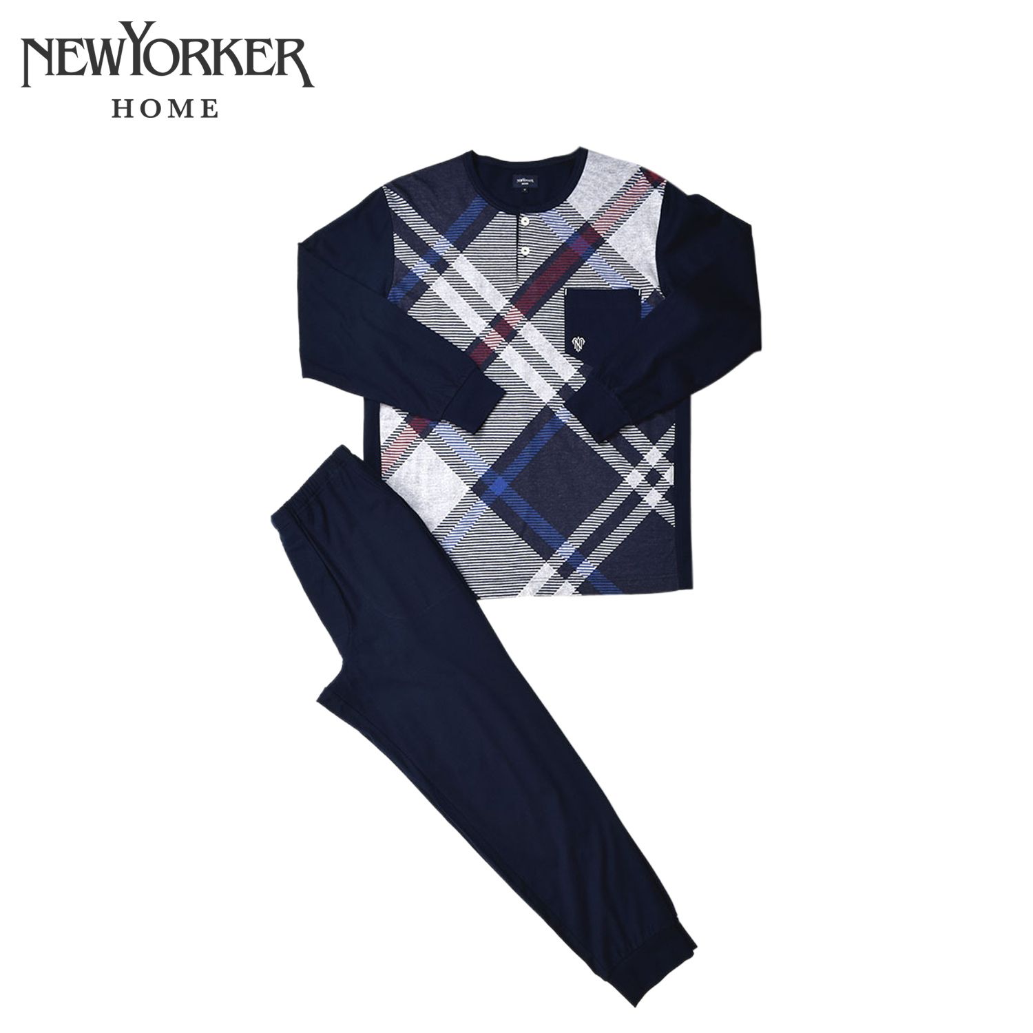 ニューヨーカーホーム NEWYORKER HOME ルームウェア 部屋着 パジャマ 上下 セットアップ ナイトウェア ヘンリーネック メンズ 0710-95