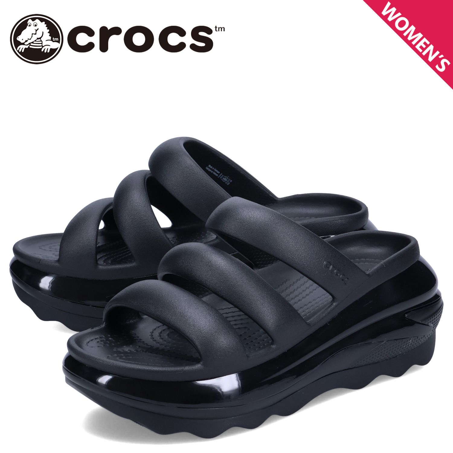 クロックス crocs サンダル スライドサンダル メガクラッシュ トリプル ストラップ レディース 厚底 MEGA CRUSH TRIPLE STRAP 209842-001