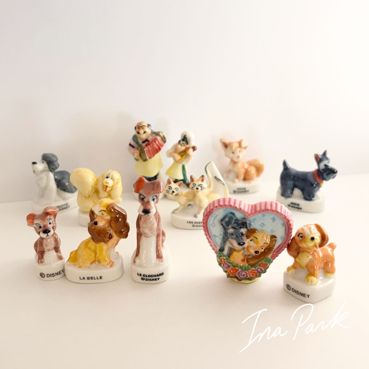 2002年わんわん物語 ディズニー フルセットフェーヴ フェーブ フランス製 ミニチュア 陶器 ディズニー 犬