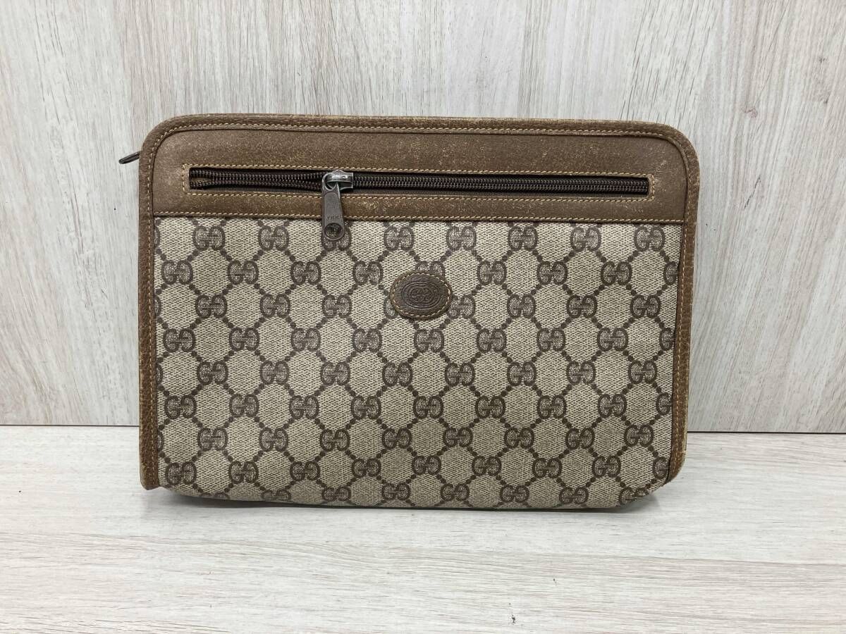 ジャンク グッチ　GUCCI 111.01.037／GGスプリーム　セカンドバッグ ブラウン