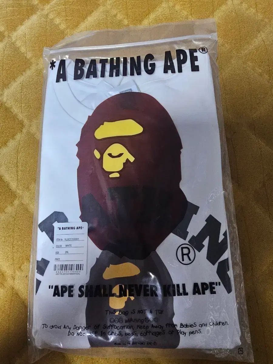 A BATHING APE アベイシングエイプ HEAD ヘッド 半袖Tシャツ 白 2XL