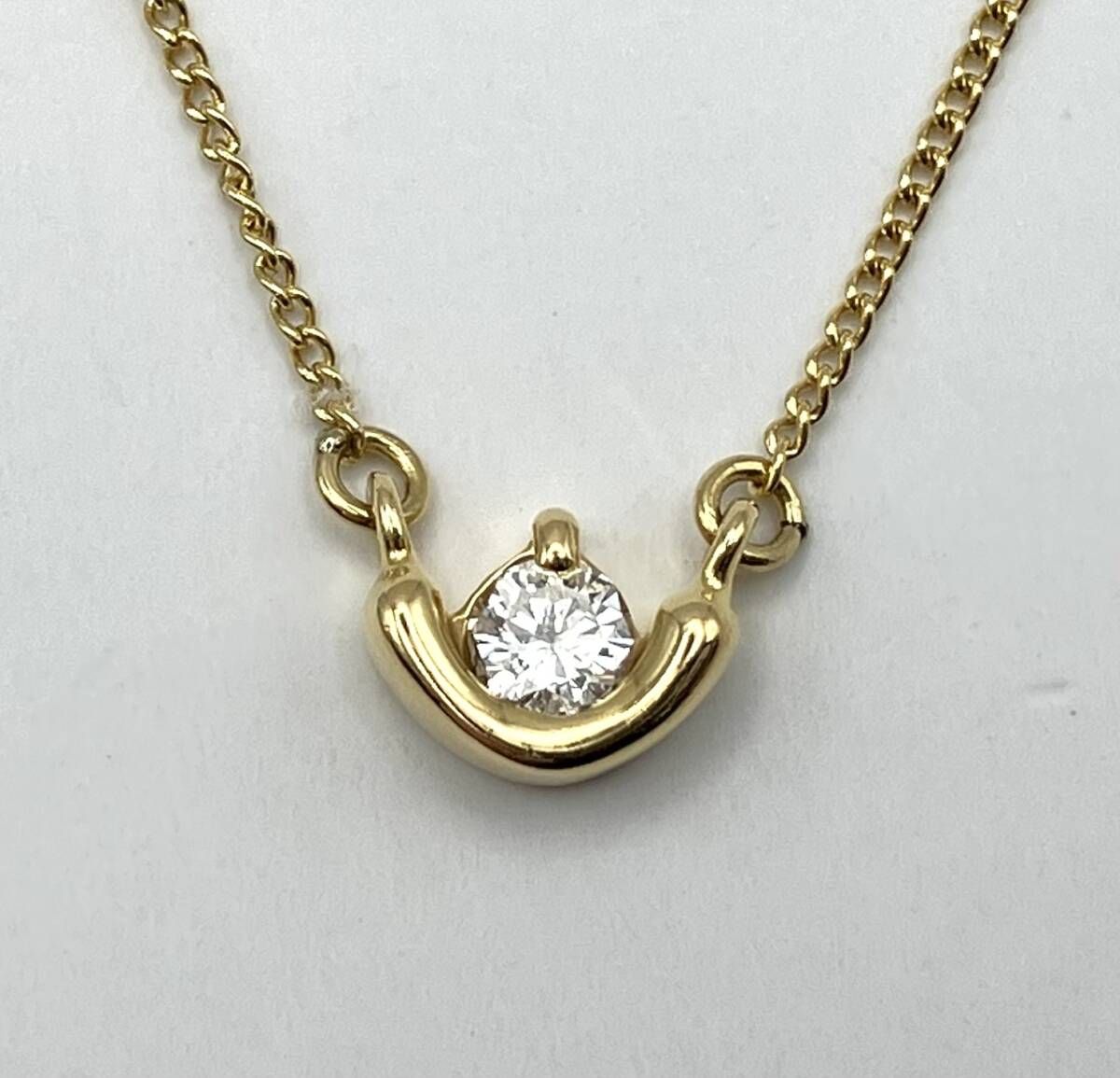 K18 ネックレス 0.17ct 約38cm 1.9g イエローゴールド 金