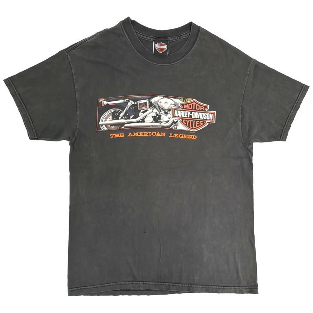 00年代 HARLEY DAVIDSON ハーレーダビッドソン 半袖Ｔシャツ モーターサイクル ブラック(メンズ L)中古 古着 Y1205