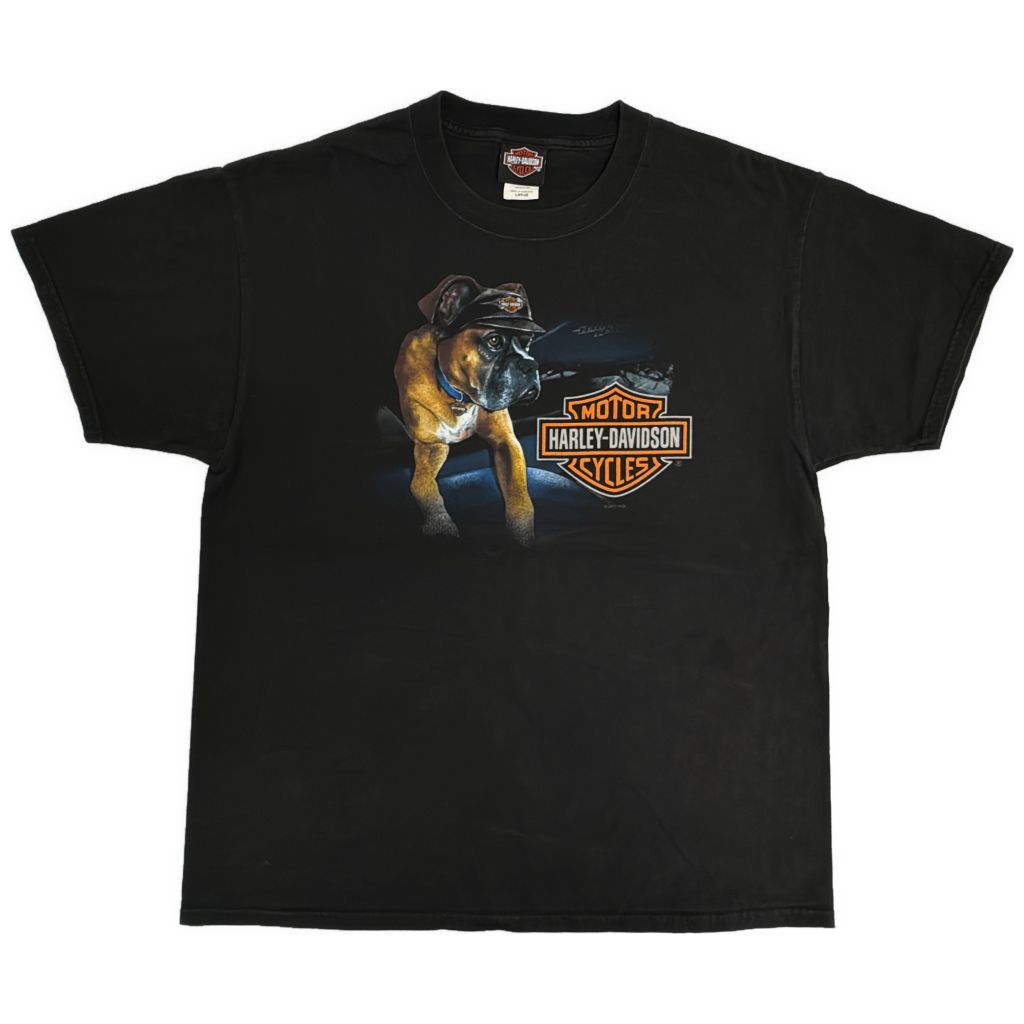 HARLEY DAVIDSON ハーレーダビッドソン 半袖Ｔシャツ モーターサイクル ブラック(メンズ LARGE)中古 古着 Y1242