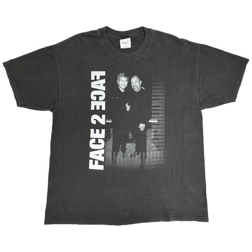 00年代 FACE TO FACE TOUR 2001 ビリー・ジョエル エルトン・ジョン ツアーＴシャツ(メンズ XL)中古 古着 Y1266