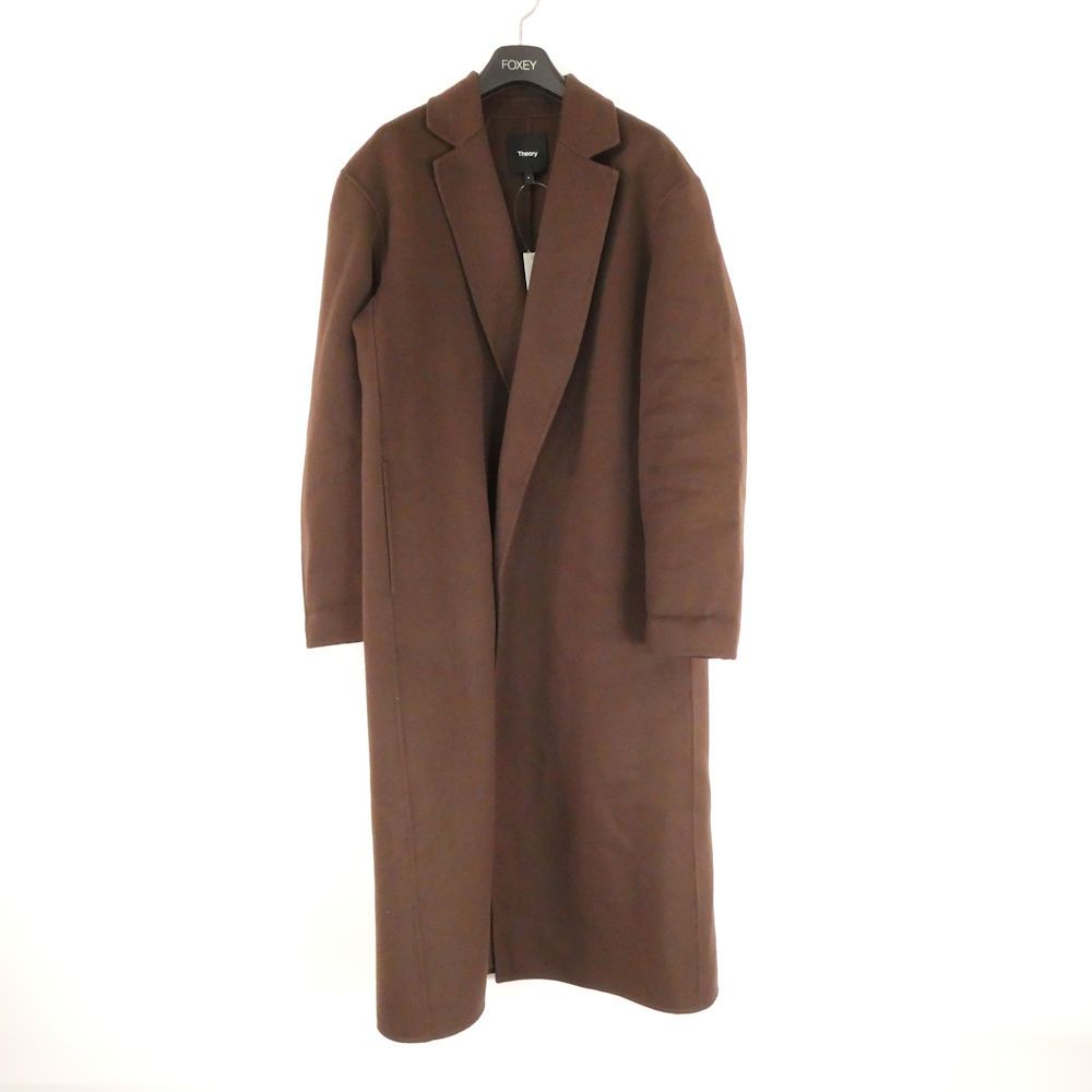 美品 Theory セオリー New Divide GC LT Relaxed Coat J ロングコート P(XS～S相当）5～7号 ウールカシミヤ ウォルナット ジャケット アウター 24AW レディース AU4449B24