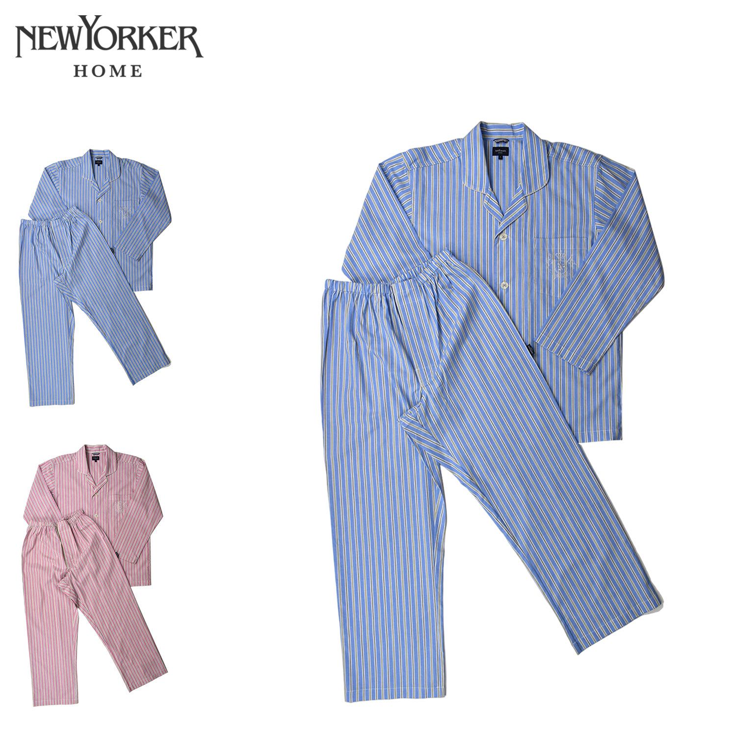 ニューヨーカーホーム NEWYORKER HOME ルームウェア 部屋着 パジャマ セットアップ ナイトウェア メンズ 前開き 上着 0673-80