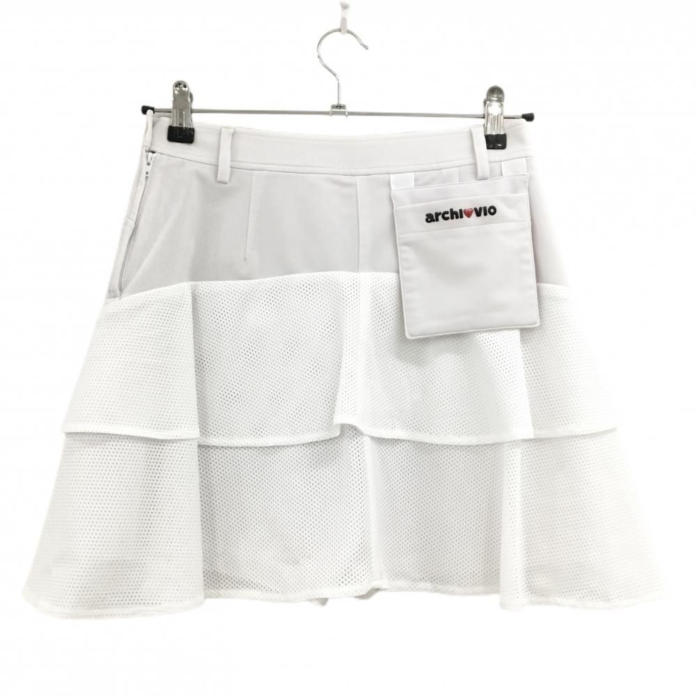超美品】アルチビオ ストレッチスカート 白 一部メッシュ 内側パンツ