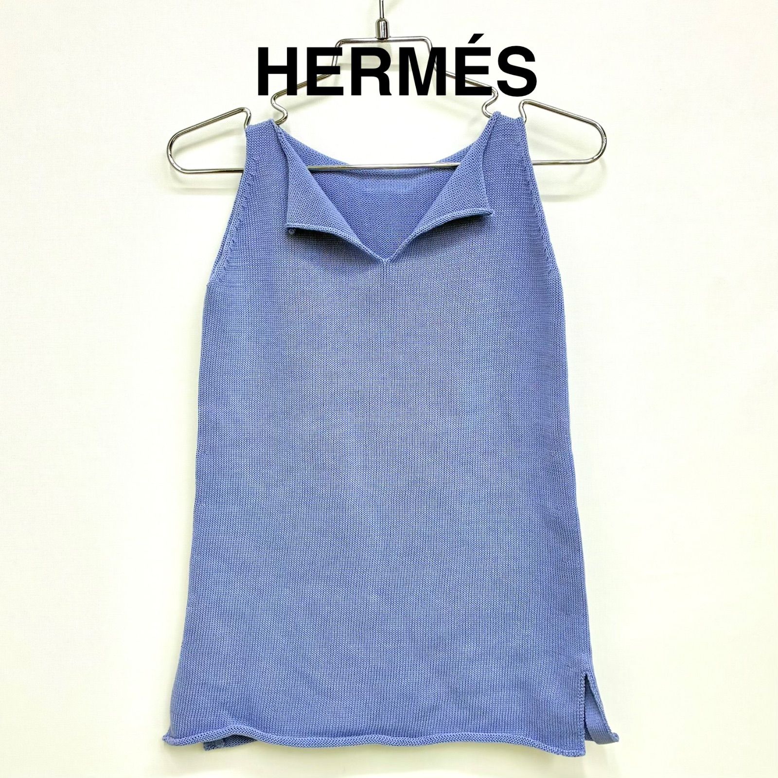 【エルメス HERMES】ベビー ノースリーブニットワンピース 80〜90cm パステルパープル
