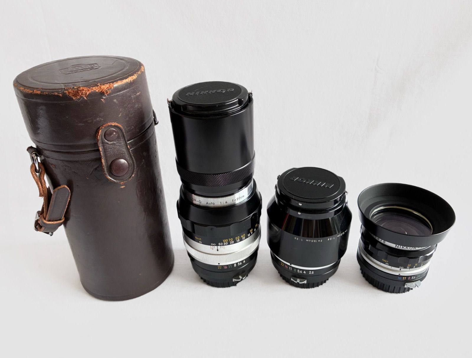 【⚠️ジャンク品】日本光学 NIKNOR Nikon オールドレンズ 3本セット＋純正フード付き