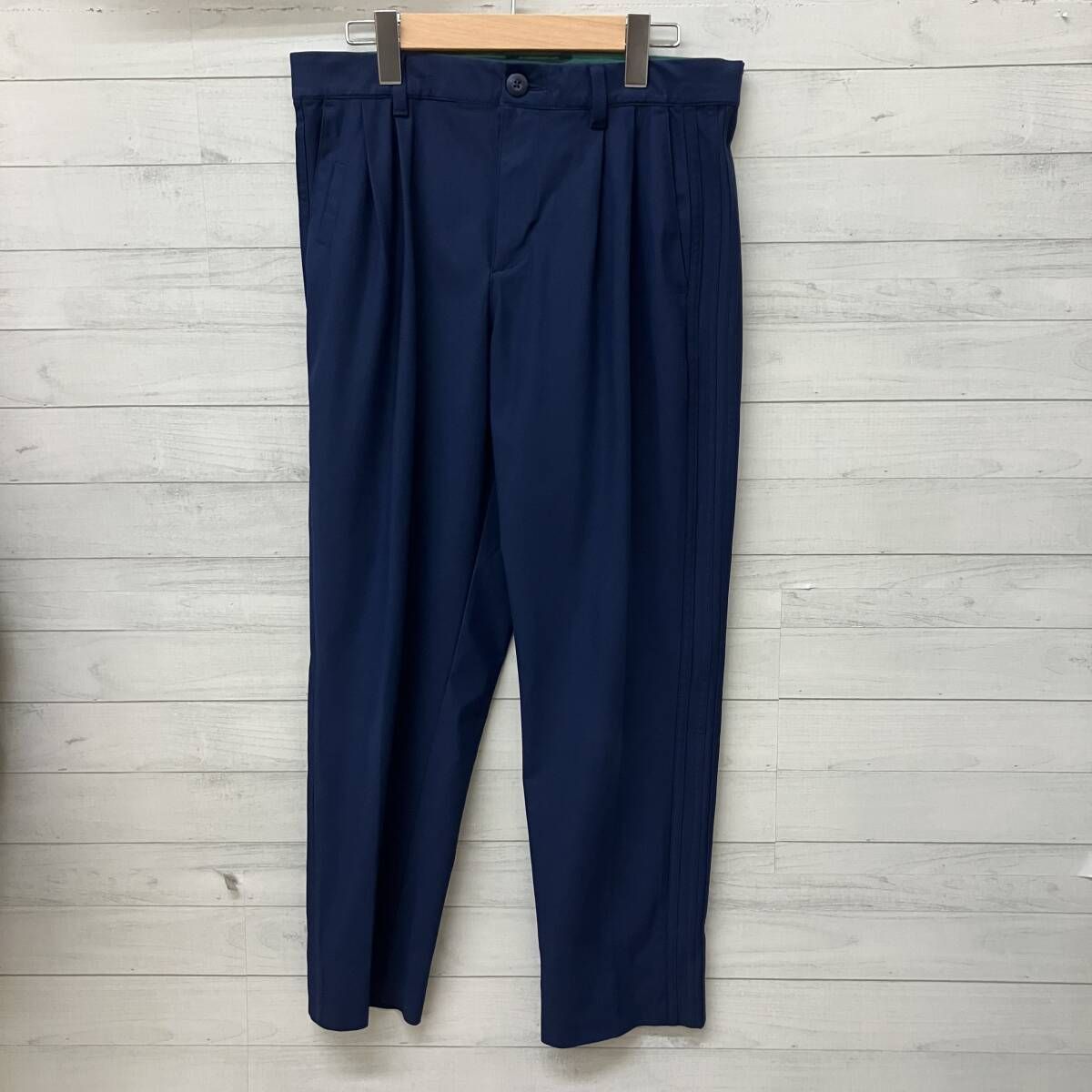 adidas アディダス ロングパンツ JF5014 ツイストウィーブ 撥水 スリーストライプス アンクルパンツ メンズ Mサイズ ネイビー
