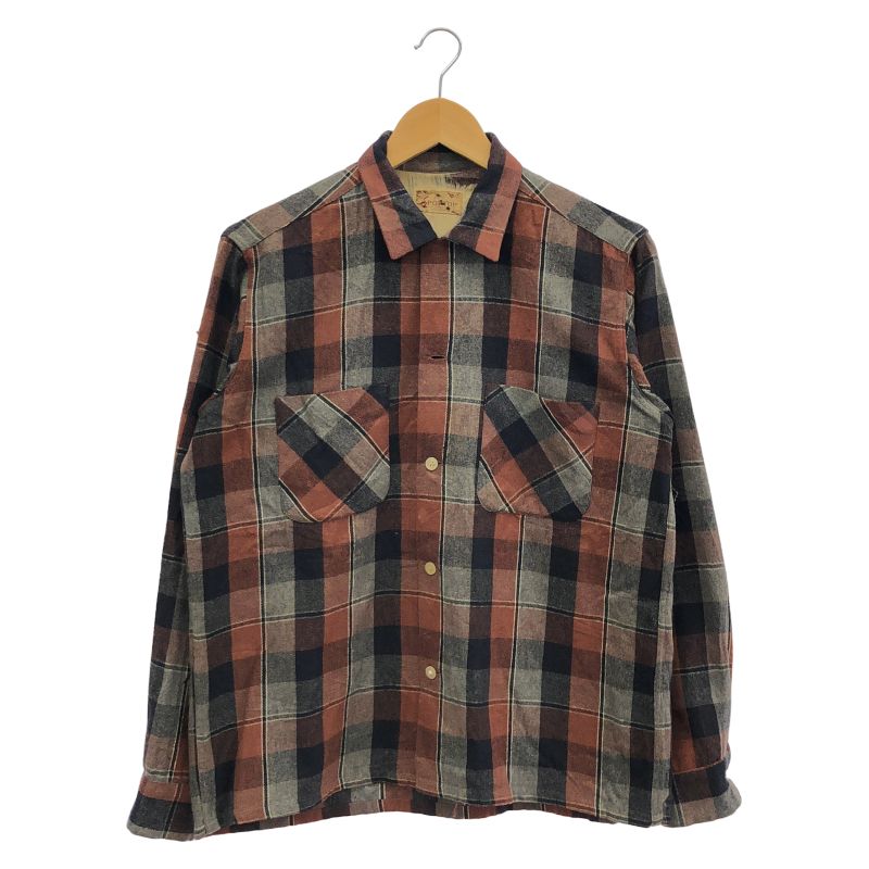 【中古】50s-60s SPORTOP チェックシャツ サイズM ブラウン スポートップ[19]