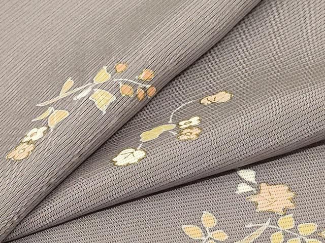 平和屋着物＊夏物　小紋　絽　友禅　草花文　金彩　正絹　逸品　AABI4702jd