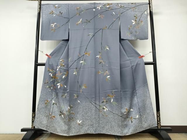 平和屋着物●訪問着　枝花文　たたき染め　金彩　正絹　逸品　CABG5208ut