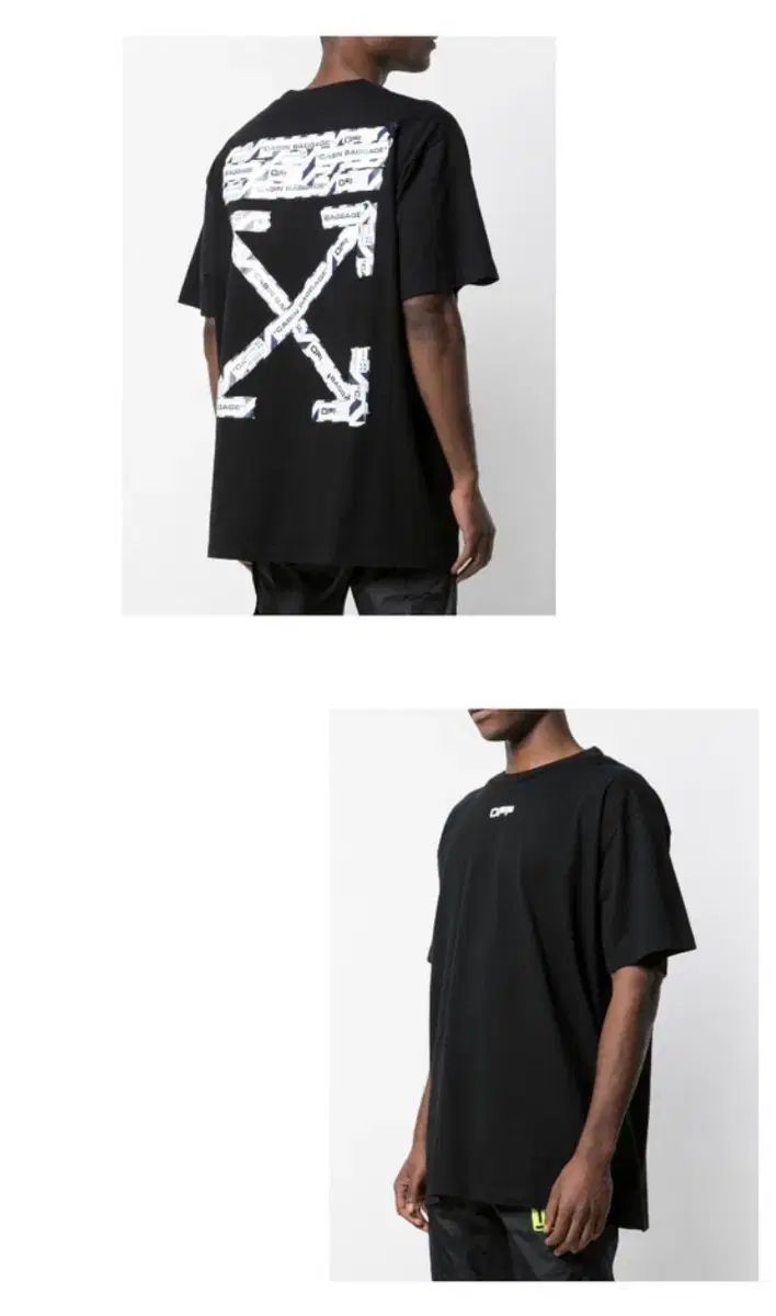 110) オフホワイト テープ プリント 半袖Tシャツ