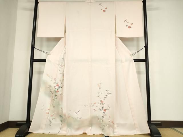 平和屋着物▽訪問着　単衣　飛鳥花文　暈し染め　正絹　逸品　DABE4550az