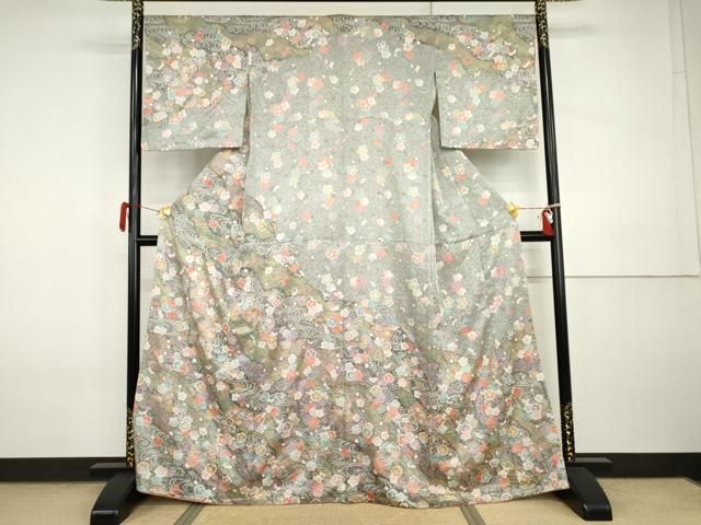 平和屋着物●訪問着　花蝶文　暈し染め　金彩　小田急百貨店扱い　正絹　逸品　AABI5179cs
