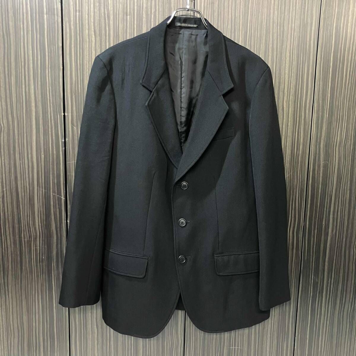 23AW YOUJI YAMAMOTO POUR HOMME テーラードジャケット ARMY GABARDINE 3B JK サイズ2 ブラック HJ-J14-120 ヨウジヤマモトプールオム