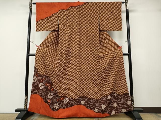 平和屋着物●訪問着　絞り　道長草花文　正絹　逸品　CABG5225ut