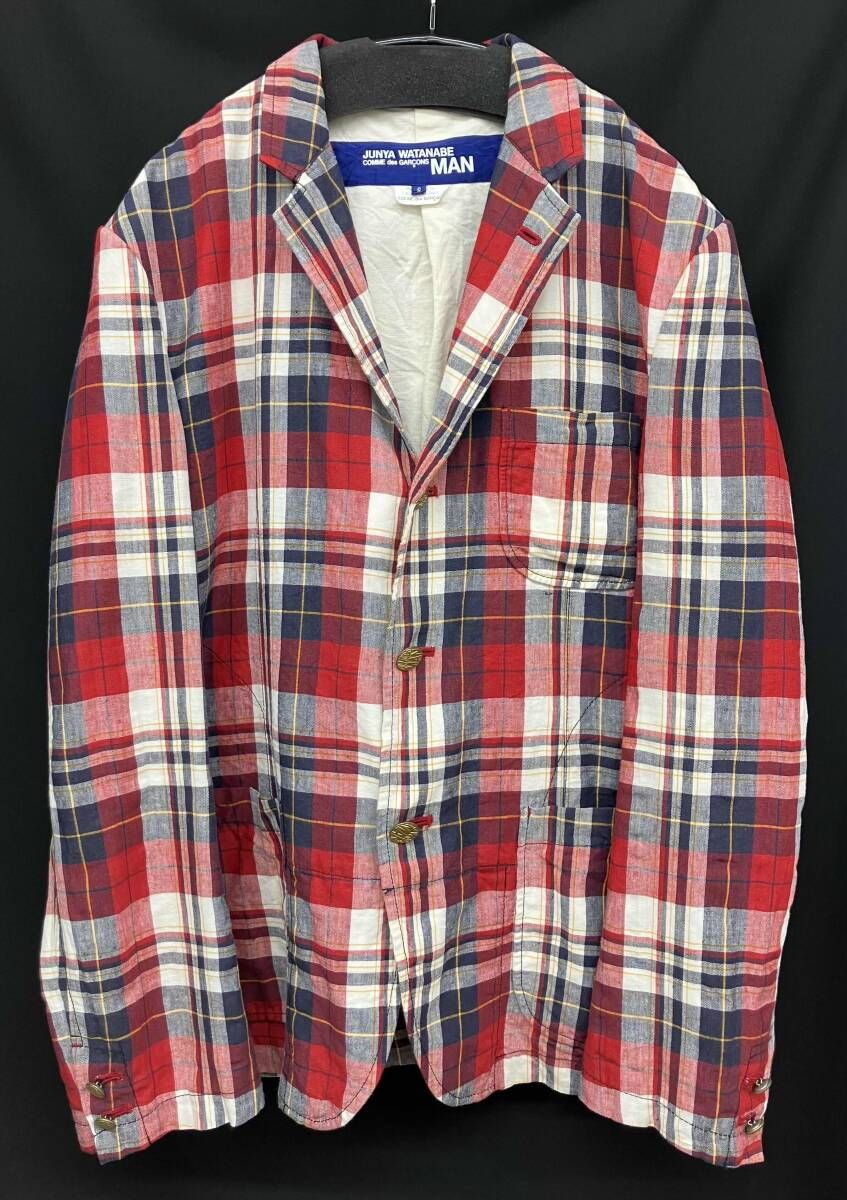 08SS JUNYA WATANABE MAN テーラードジャケッ ト チェックテーラードジャケット WA-J035 サイズS 総柄 コムデギャルソン