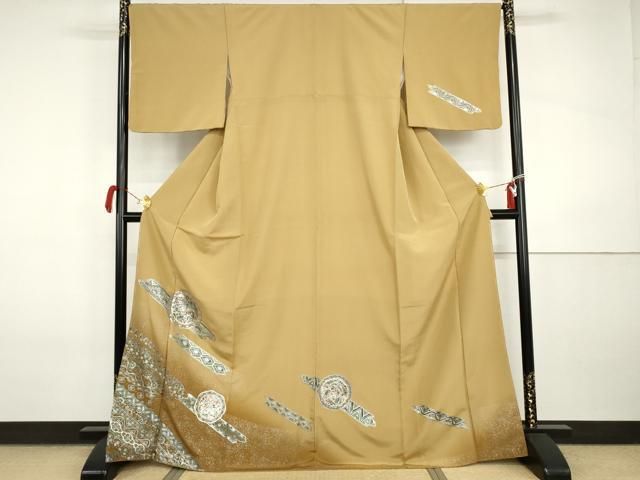 平和屋着物●訪問着　鳳凰更紗花絵皿文　暈し染め　金銀彩　正絹　逸品　AABI5182cs