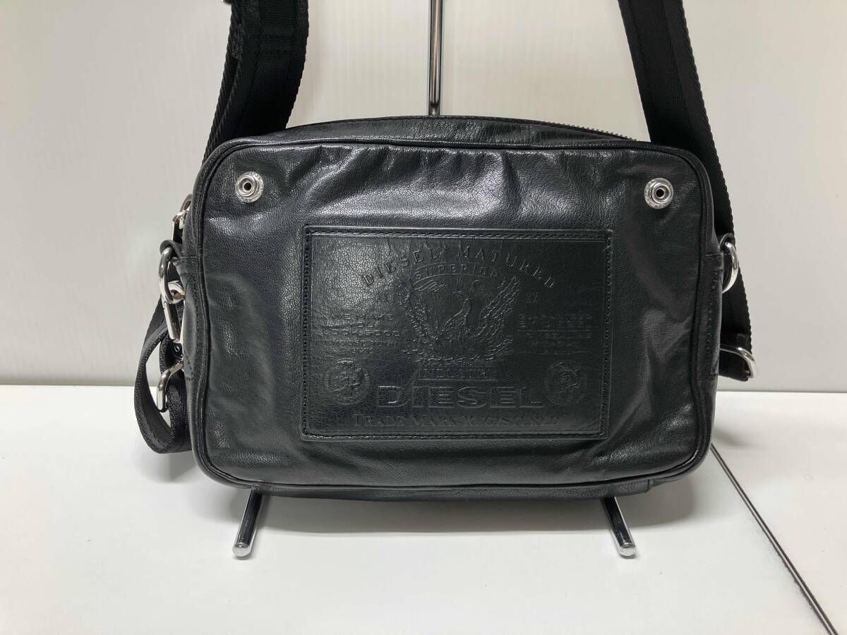 DIESELディーゼル 「ULTRALEADER」クロスボディ・ショルダーバッグ / レザー・ブラック