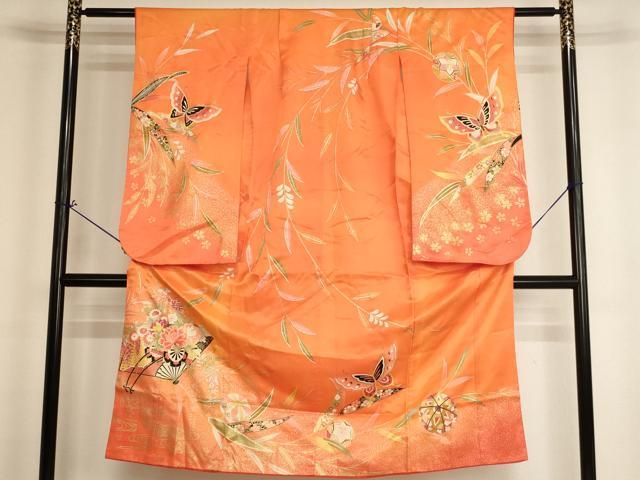 平和屋着物[]七五三　女の子　７歳　祝着　四つ身　扇面花車文　金彩　AABI2688ja 14,768円