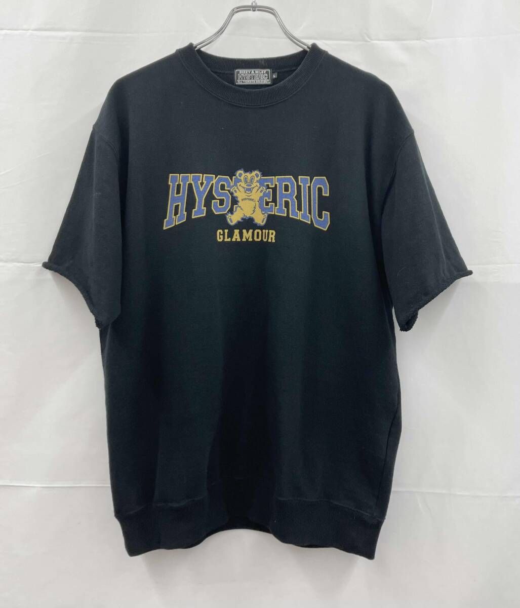 HYSTERIC GLAMOUR ヒステリックグラマー 半袖スウェット FIREBEAR COLLEGE ファイヤーベアカレッジ 02261CS02 L ブラック 夏
