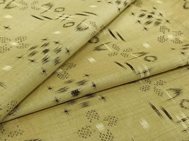 平和屋着物▽上質な紬　単衣　琉球絣　正絹　逸品　AABI4987jh