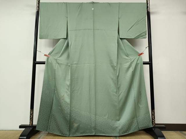 平和屋着物●染色作家　斉藤三才　訪問着　寿光織　三才鳥　暈し染め　金糸　正絹　逸品　CABG5278ut