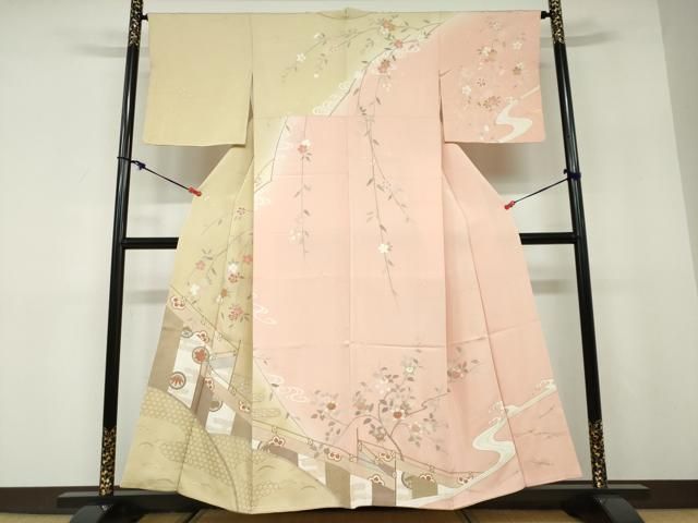 平和屋着物○男性 色紋付 舛花色 正絹 逸品 DABC2299ud 平和屋着物