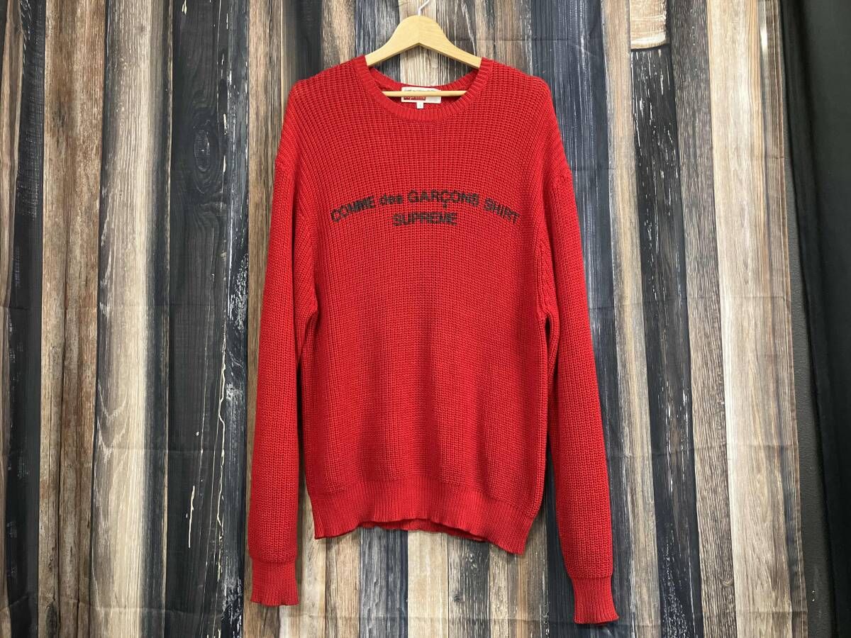 Supreme x COMME des GARCONS SHIRT シュプリームxコムデギャルソンシャツ ニット セーター レッド S