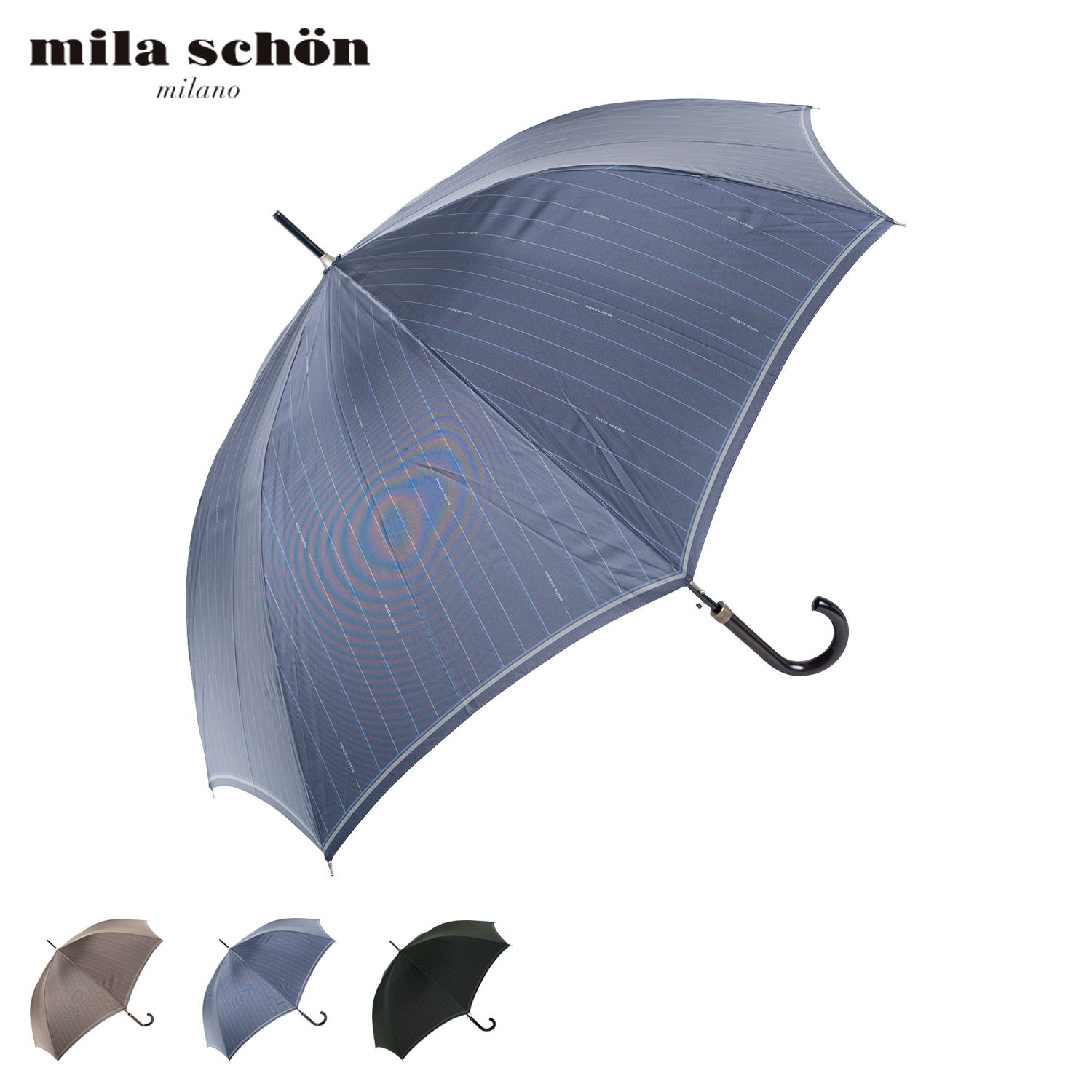 ミラショーン mila schon 傘 長傘 雨傘 メンズ 65cm 軽量 ストライプ プリント 0042-03