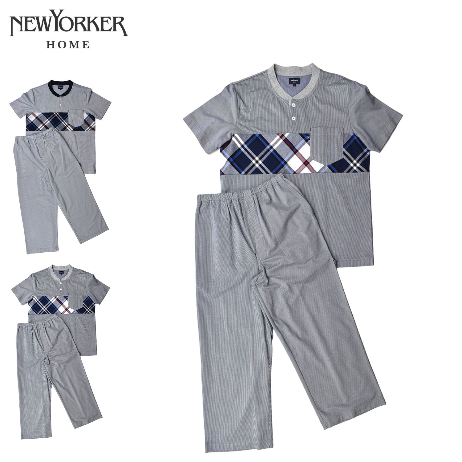 ニューヨーカーホーム NEWYORKER HOME ルームウェア 部屋着 セットアップ ナイトウェア メンズ 半袖ヘンリーネックパジャマ 0684-97