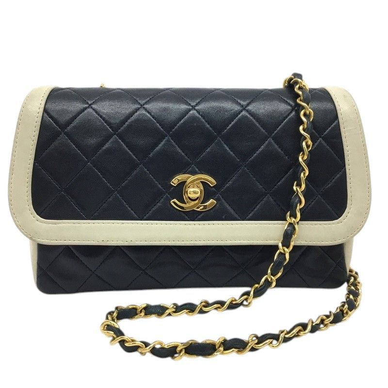 CHANEL【シャネル】バイカラー チェーンショルダーバッグ レザー 