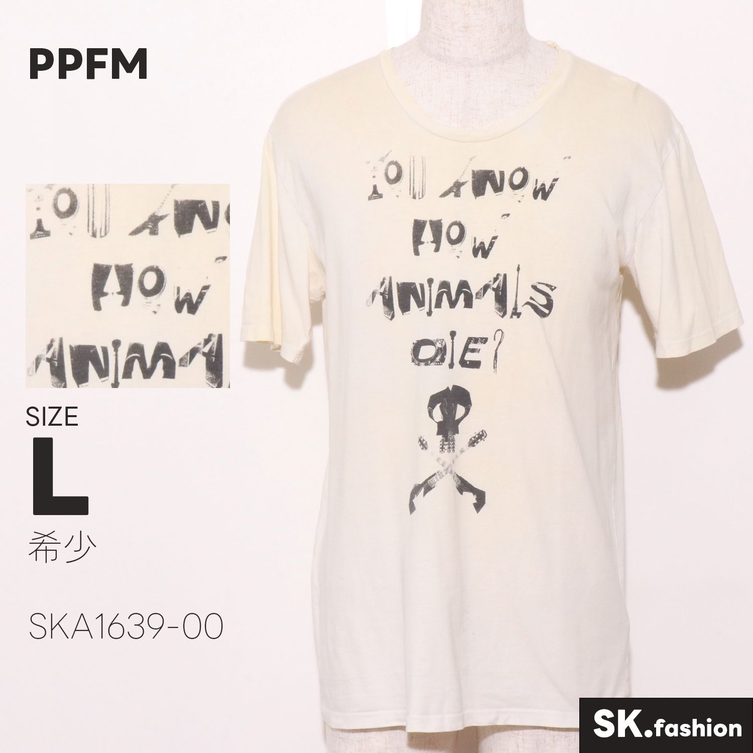 希少 PPFM トップス y2k 00's archive ネオお兄系 平成 カットソー　長袖　プリント　英字　スカル　カジュアル