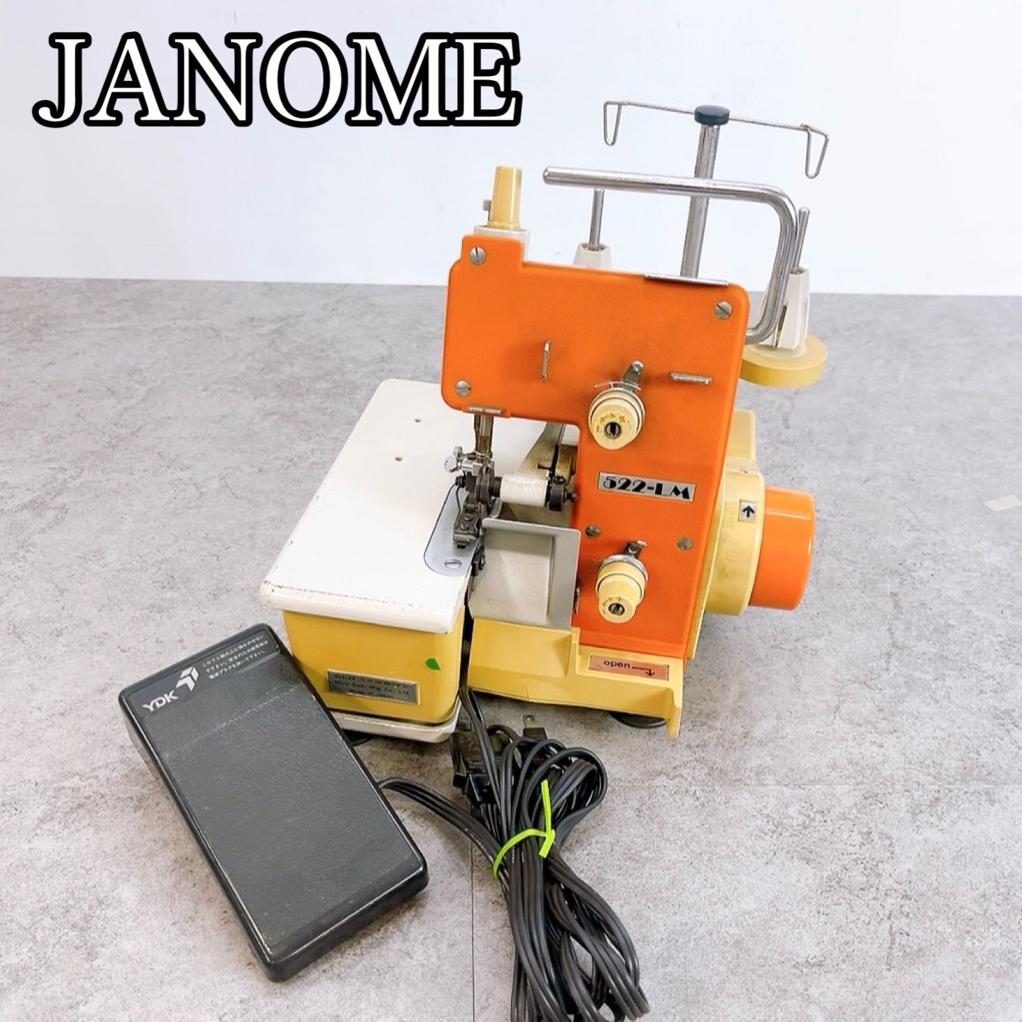 H-1388 ジャノメ JANOME 小型ロックミシン 522-LM オレンジ/アイボリー