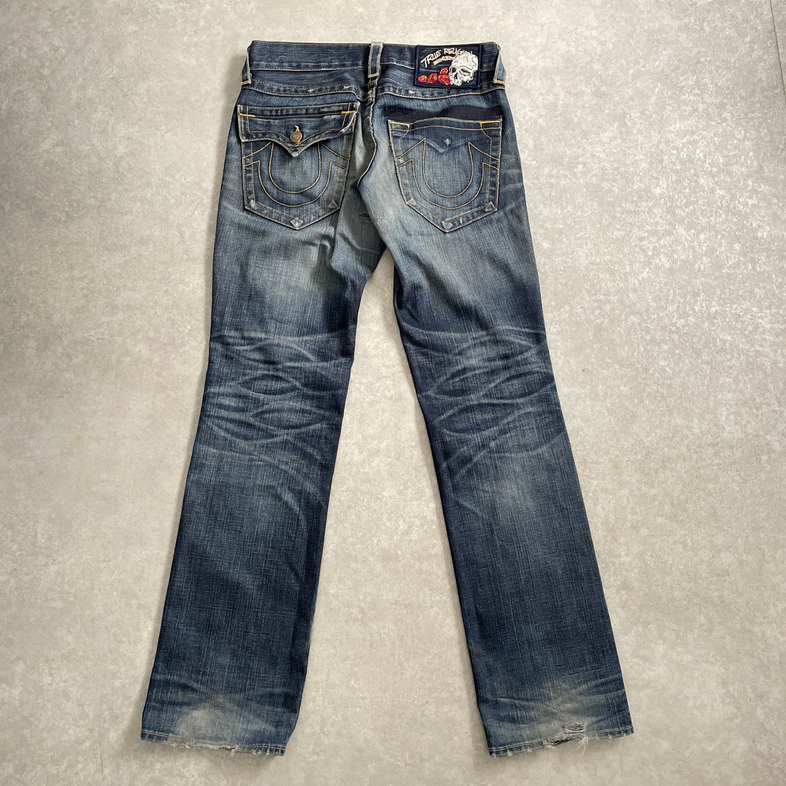 TRUE RELIGION USA製 ダメージ加工 ストレートデニム デニムパンツ 