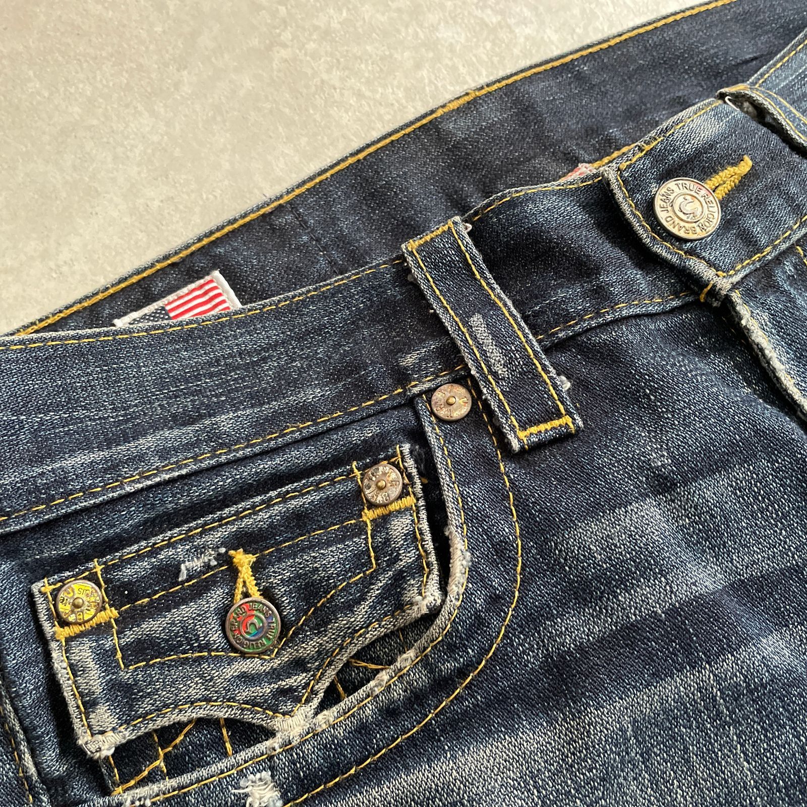 TRUE RELIGION USA製 ダメージ加工 ストレートデニム デニムパンツ 