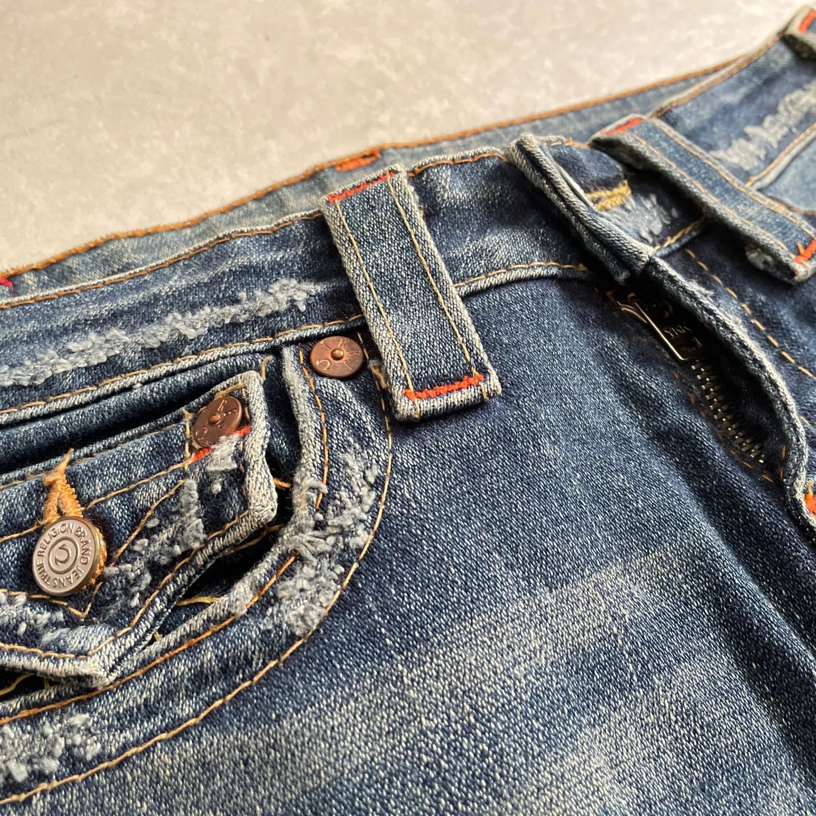 TRUE RELIGION USA製 ダメージ加工 デニム フレアデニム デニムパンツ