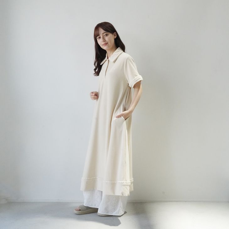 【新品】 ワンピース ASEEDONCLOUD | Grain suck Pile Dress (ivory) size O/S | ワンピース ドレス パイル素材 26ss 261802-iv
